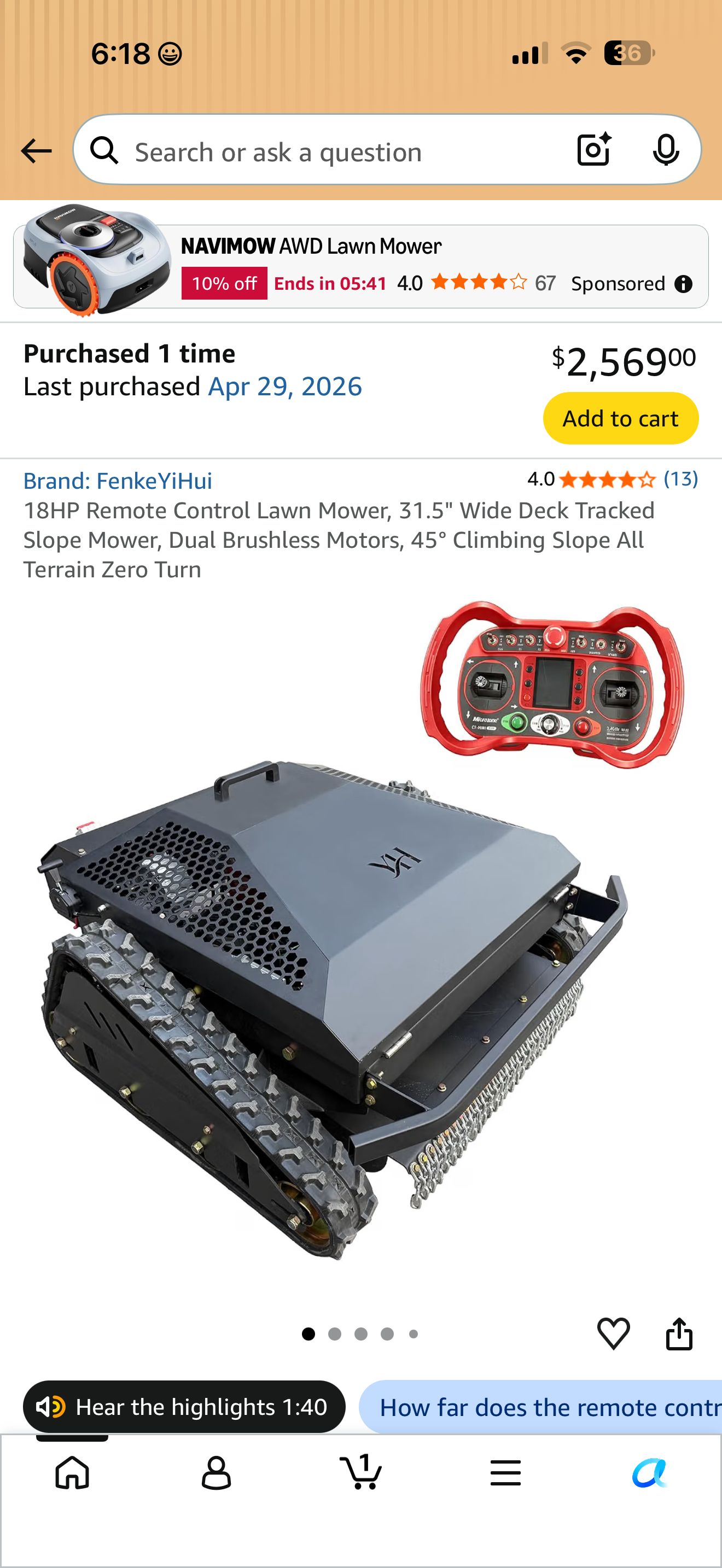 September 9 Amazon screenshot saying Purchased 1 time and Last purchased April 29 2026 while displaying a redesigned red remote.